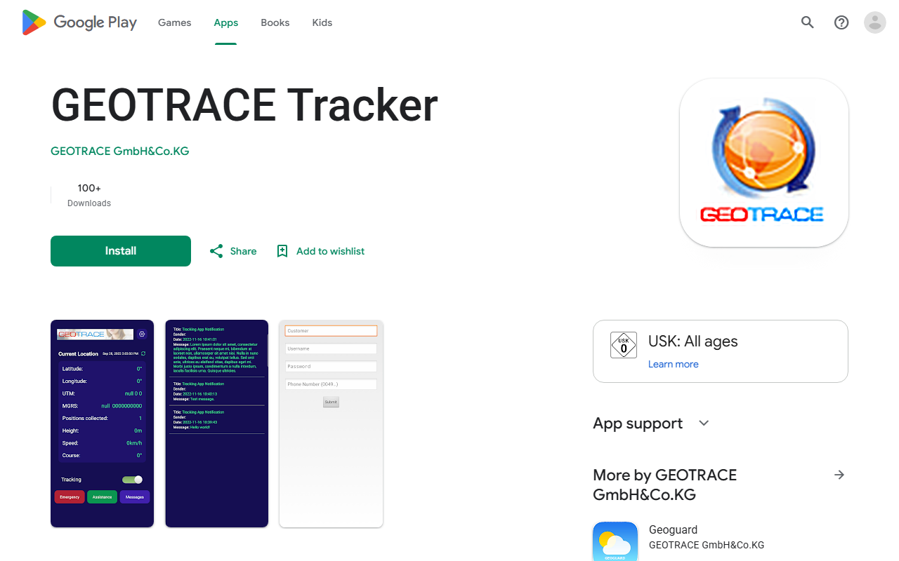 GEOTRACE Tracker — native app